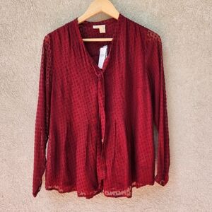 MEADOW RUE Anthropologie Blouse Small Raspberry Silk Blend Peplum Lined Top